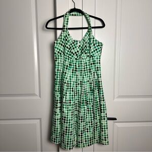 New Directions (14) Retro Style Green Polka Dot Halter Neck Sweetheart Dress